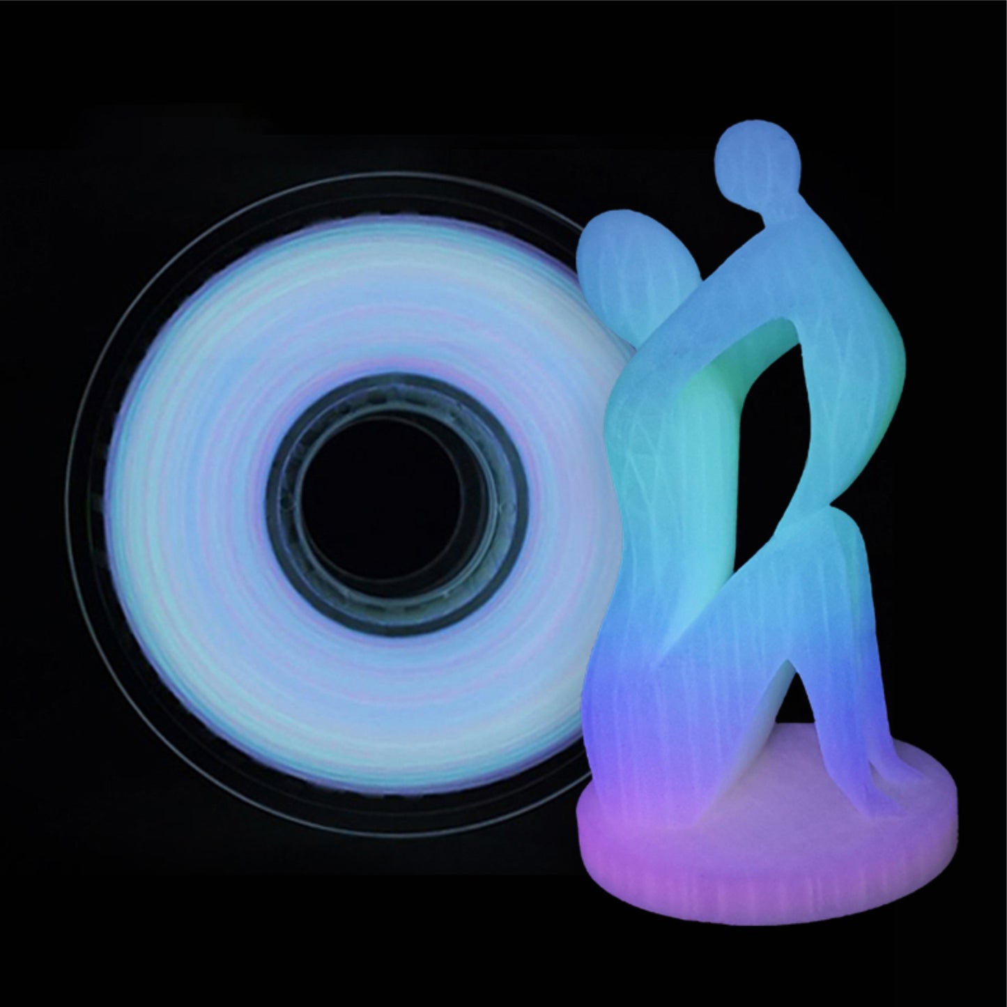 Luminous Rainbow, 1.75MM Glow in Dark PLA Rainbow 3D Printer Filament