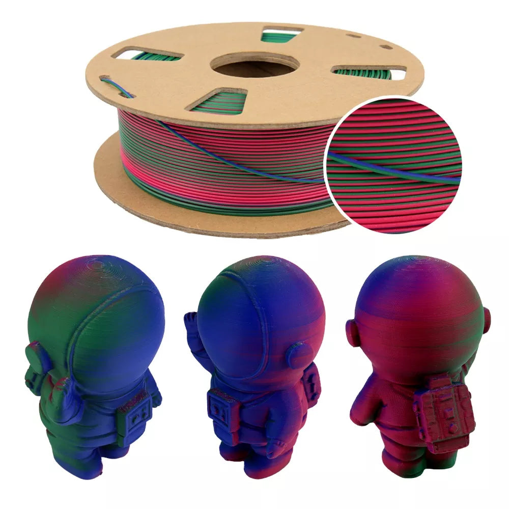1.75mm Magic PLA-Matte 3D Printer Filament, Tricolor Coextruded PLA, 3