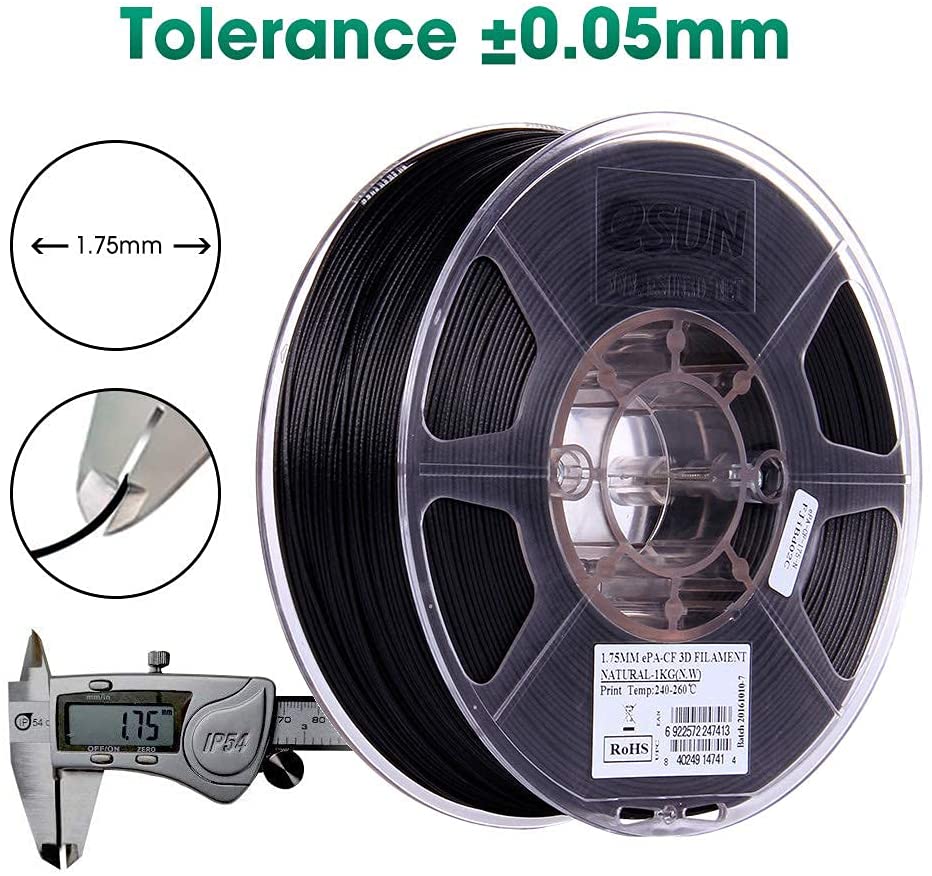 eSUN 1.75mm ePA-CF Carbon Fiber Filled Nylon 3D Printer Filament