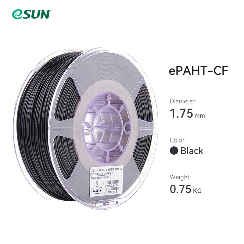 eSUN Refus Carbon Fiber Filled Nylon PA6- CF 1.75mm 3D Printer Filament 0.75KG Spool 3D Printing Filament for 3D Printers