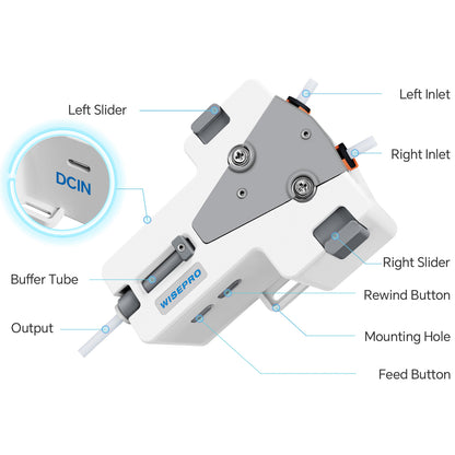 WISEPRO 3D Printer Filament Buffer for 1.75mm PLA/ABS, Auto Filament Feeding & Switching, Ensures Continuous Printing,Prevents Filament Runout