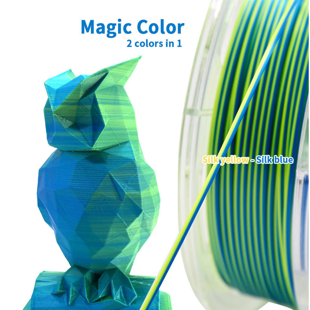 WISEPRO 1.75mm Bicolor Magic PLA 3D Printer Filament, Dua-color PLA ...